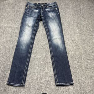 Miss Me Jeans Womens 28 Boyfriend Ankle Blue Stonewash Flap Rhinestone 28x33